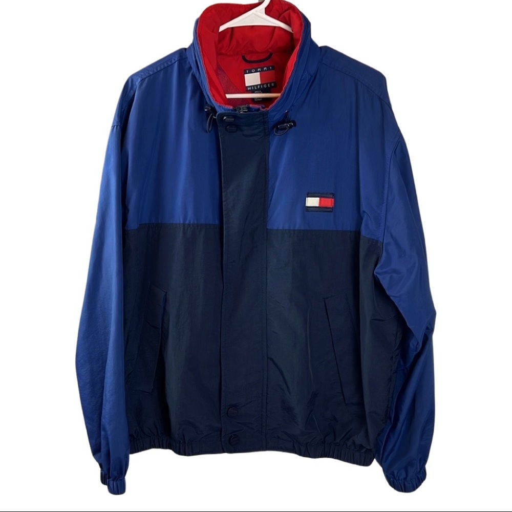 Vintage 1990s Tommy Hilfiger Jacket Windbreaker with spell out HILFIGER sleeve - Picture 3 of 14